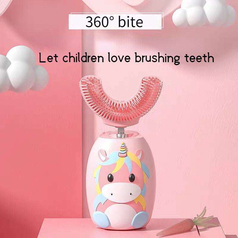 Bàn Chải Đánh Răng Điện Siêu Âm Tự Động Hình Chữ U Sạc USB Cho Bé
