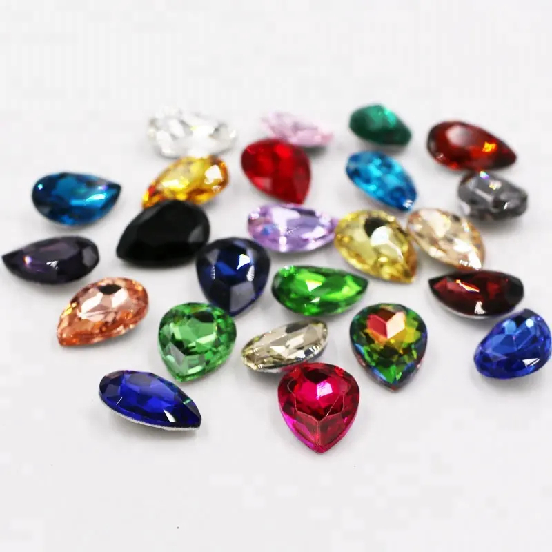 Đá Pha Lê Hình Giọt Nước 10 * 14mm 13 * 18mm Tự Trang Trí Quần Áo