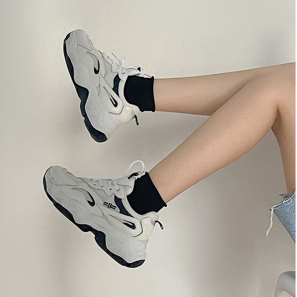 Giày thể thao nữ ulzzang cao su PU muffin đáy dày thời trang đơn giản thoáng khí INS tide pops giày nữ