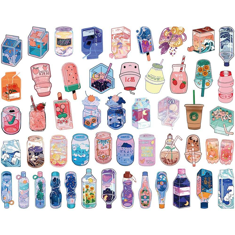 Set 50 miếng dán trang trí Laptop chống thấm nước họa tiết dễ thương