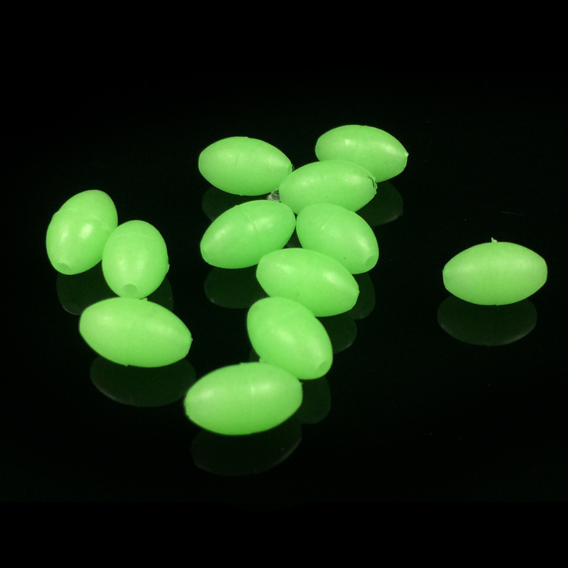 100 Hạt dạ quang hình oval đính móc câu cá 5/ 8/ 10mm tiện lợi
