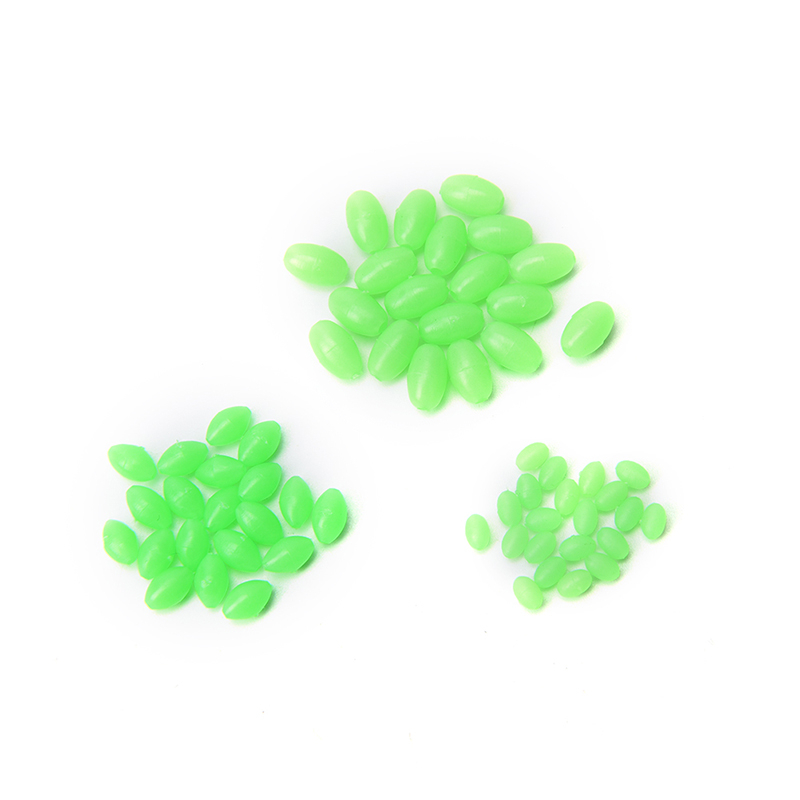 100 Hạt dạ quang hình oval đính móc câu cá 5/ 8/ 10mm tiện lợi