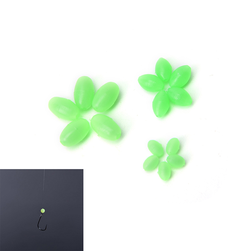 100 Hạt dạ quang hình oval đính móc câu cá 5/ 8/ 10mm tiện lợi