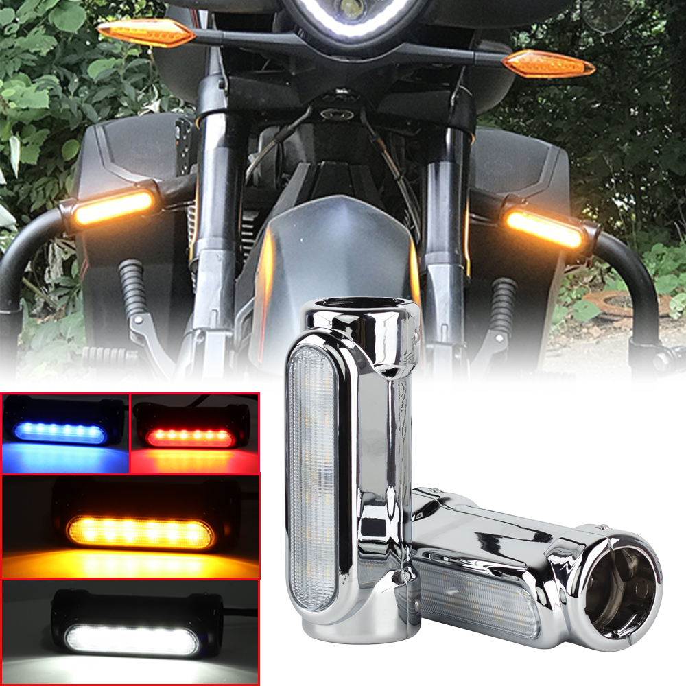 Thanh Đèn LED Tín Hiệu Rẽ Màu Đen / Chrome Chuyên Dụng Cho Xe Mô Tô Harley