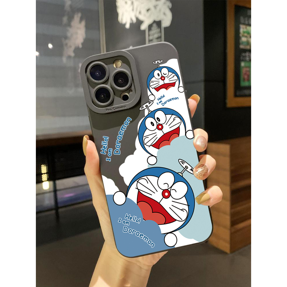 Ốp Điện Thoại Viền Vuông In Hình Doraemon Cho Xiaomi Redmi Note 12 12S 4G Pro 5G 9S 9A 12C