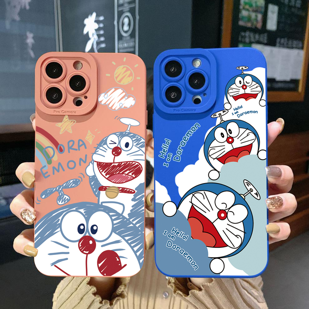 Ốp Điện Thoại Viền Vuông In Hình Doraemon Cho Xiaomi Redmi Note 12 12S 4G Pro 5G 9S 9A 12C