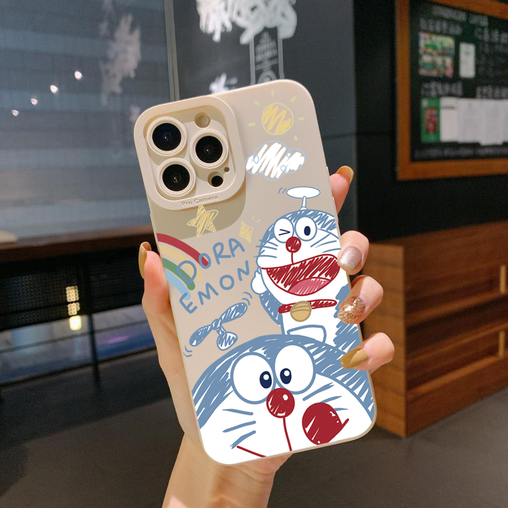 Ốp Điện Thoại Viền Vuông In Hình Doraemon Cho Xiaomi Redmi Note 12 12S 4G Pro 5G 9S 9A 12C