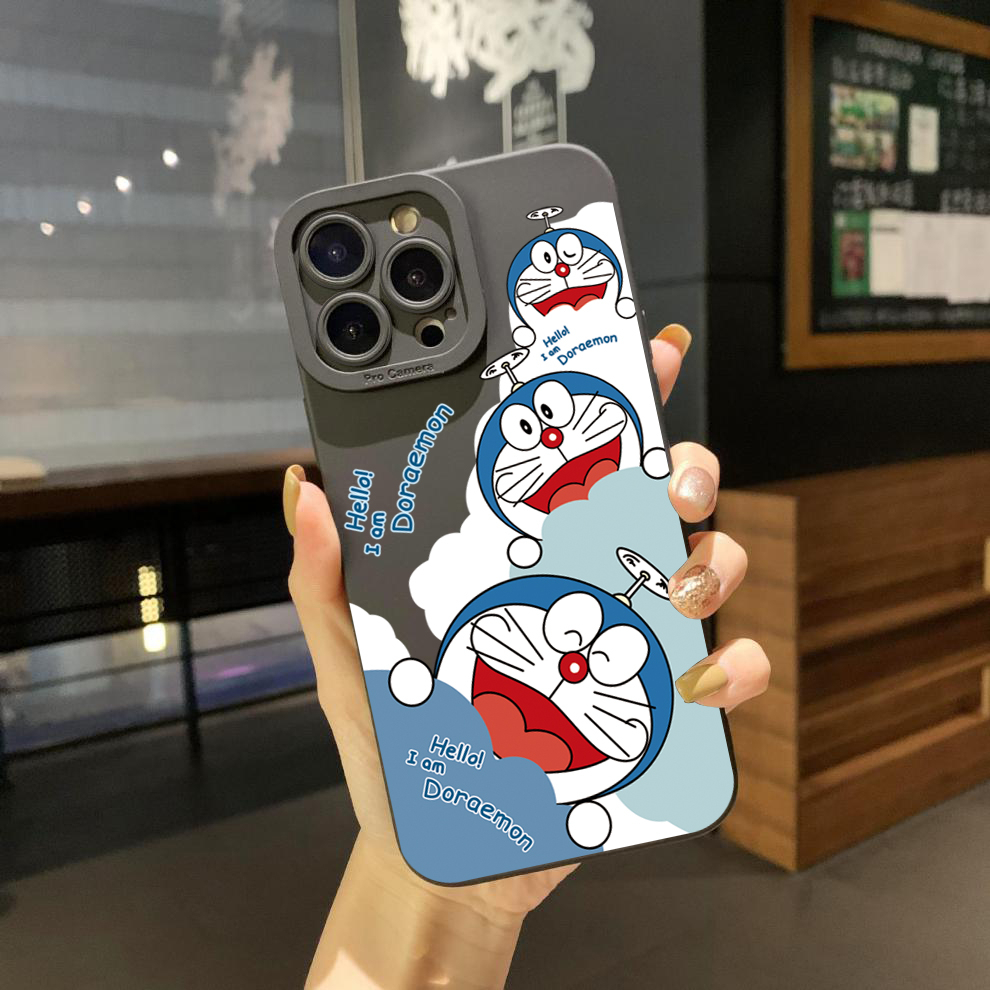Ốp Điện Thoại Viền Vuông In Hình Doraemon Cho Xiaomi Redmi Note 12 12S 4G Pro 5G 9S 9A 12C