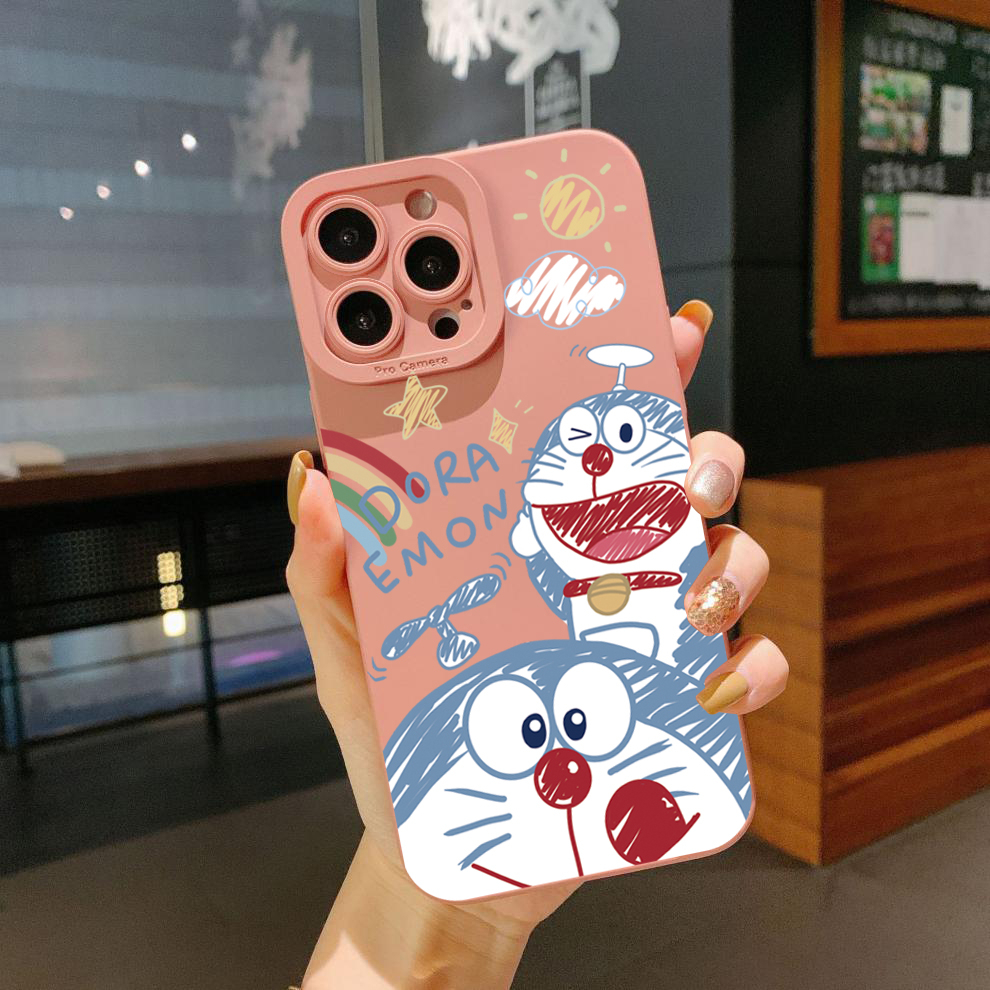 Ốp Điện Thoại Viền Vuông In Hình Doraemon Cho Xiaomi Redmi Note 12 12S 4G Pro 5G 9S 9A 12C