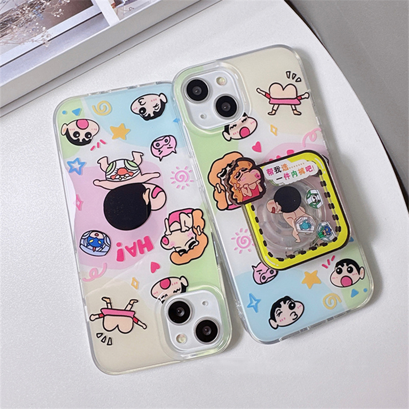 Ốp Điện Thoại Hai Lớp Chống Sốc Có Giá Đỡ Hình shin-chan Cho iphone 15 14 13 11 12 pro max apple 13