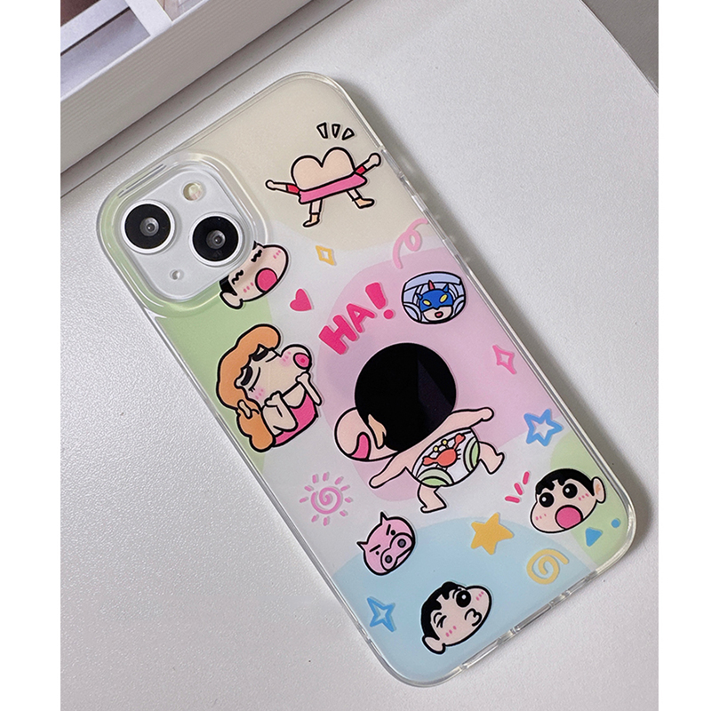 Ốp Điện Thoại Hai Lớp Chống Sốc Có Giá Đỡ Hình shin-chan Cho iphone 15 14 13 11 12 pro max apple 13