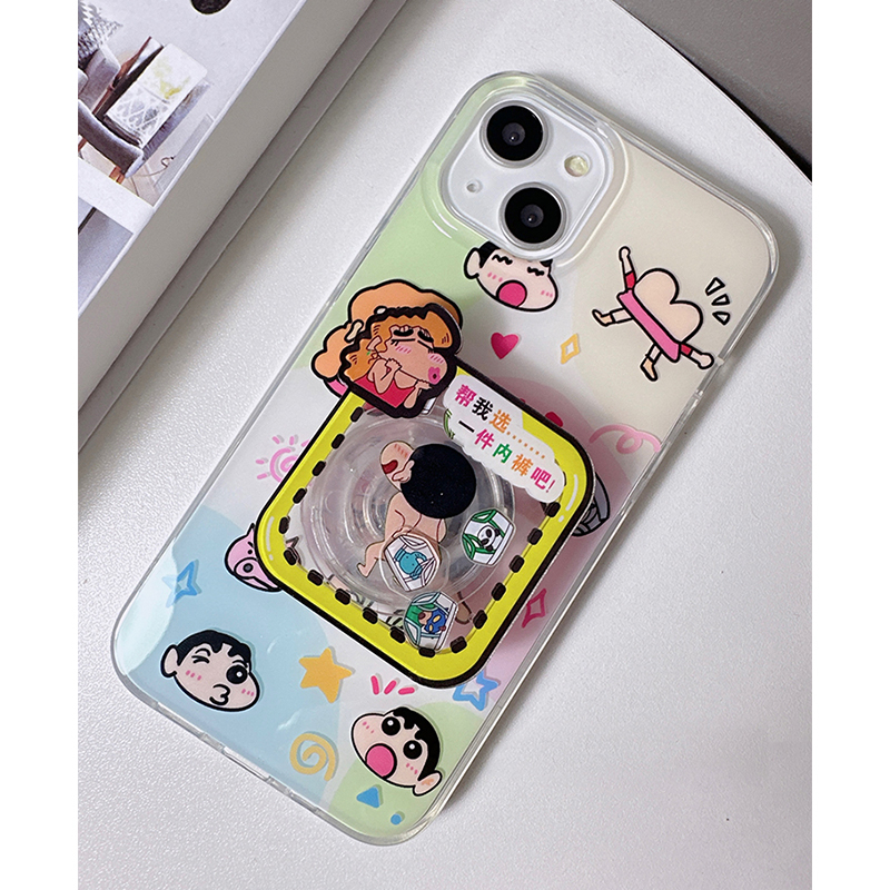 Ốp Điện Thoại Hai Lớp Chống Sốc Có Giá Đỡ Hình shin-chan Cho iphone 15 14 13 11 12 pro max apple 13