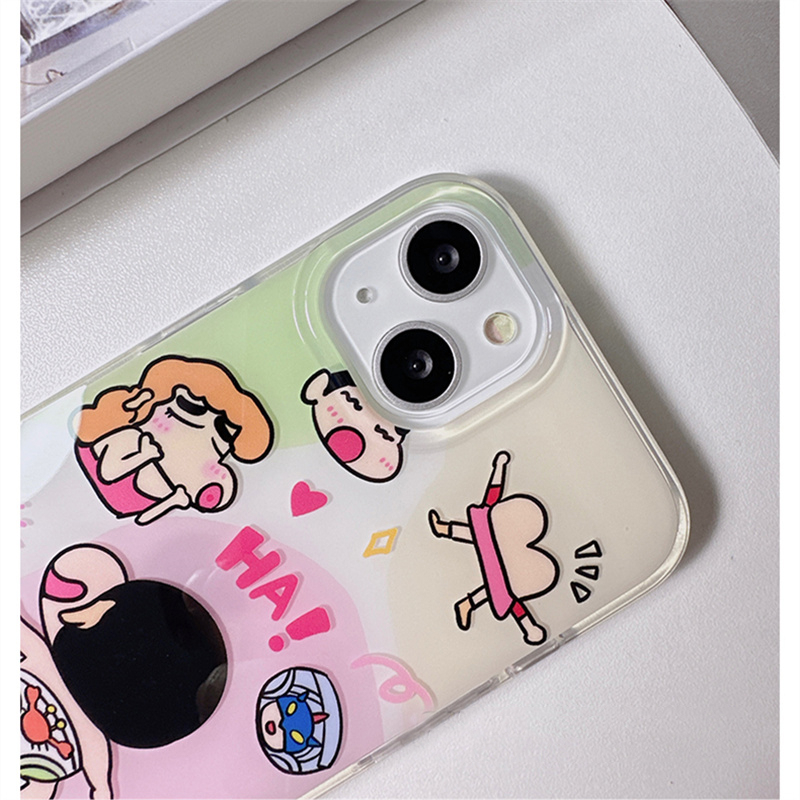 Ốp Điện Thoại Hai Lớp Chống Sốc Có Giá Đỡ Hình shin-chan Cho iphone 15 14 13 11 12 pro max apple 13