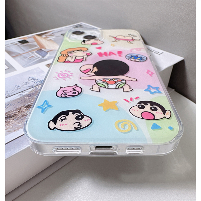 Ốp Điện Thoại Hai Lớp Chống Sốc Có Giá Đỡ Hình shin-chan Cho iphone 15 14 13 11 12 pro max apple 13