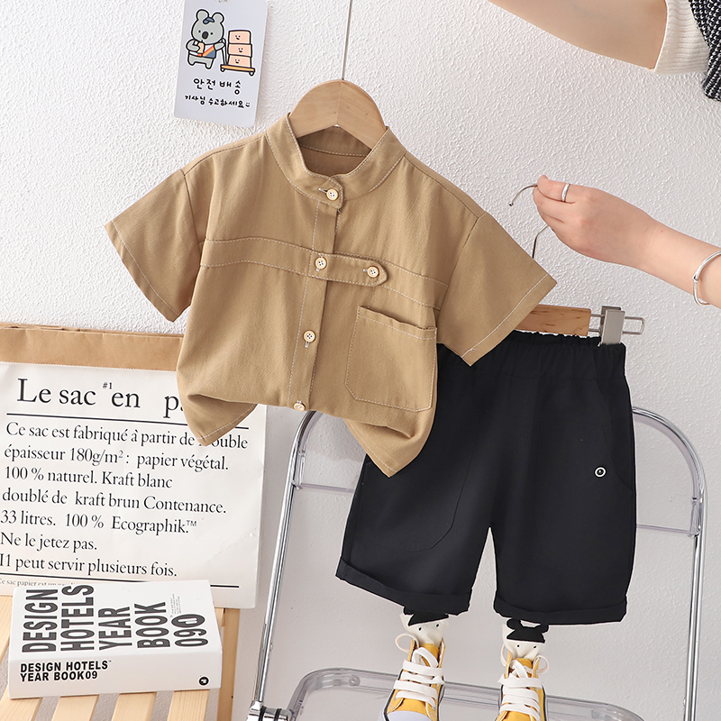 Bộ 2 Món Áo Thun Tay Ngắn In Hoạt Hình Khủng Long Phối Quần Short Thời Trang Mùa Xuân Cho Bé Trai