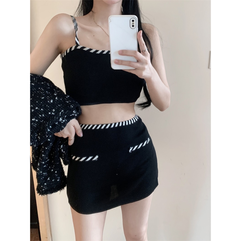 Set Áo Hai Dây Màu Trơn Và Chân Váy Ôm Hông Gợi Cảm Thời Trang Mới 2023 Cho Bạn Gái