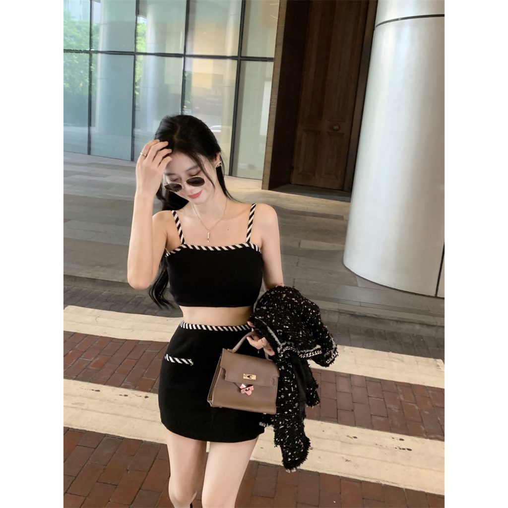 Set Áo Hai Dây Màu Trơn Và Chân Váy Ôm Hông Gợi Cảm Thời Trang Mới 2023 Cho Bạn Gái