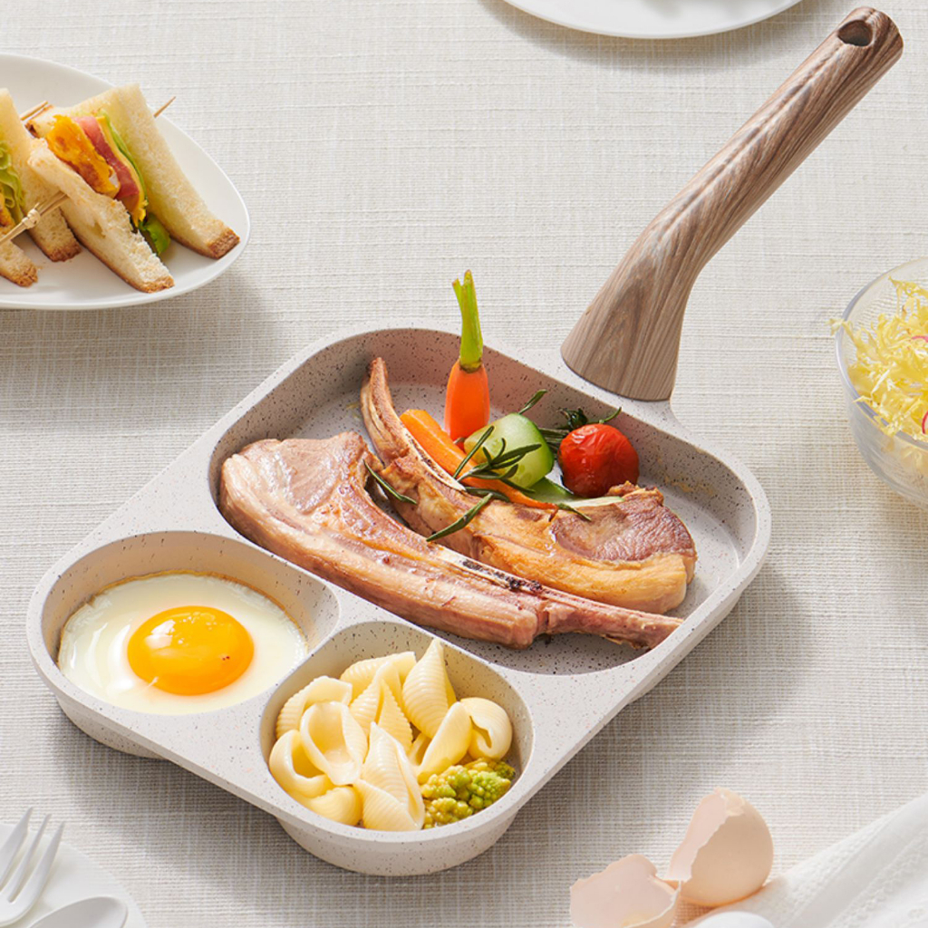 S&S 3 trong bữa sáng Pan Multifunctional Rán Pan Omelette Pan Steak Pan Egg Burger Skillet phù hợp cho khí và cảm ứng