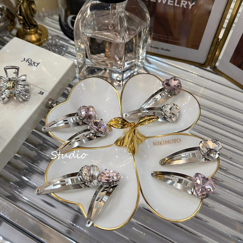 Kẹp Tóc Kim Loại Hình Trái Tim Đính Đá Nhiều Màu Sắc Thời Trang Hàn Quốc Y2K