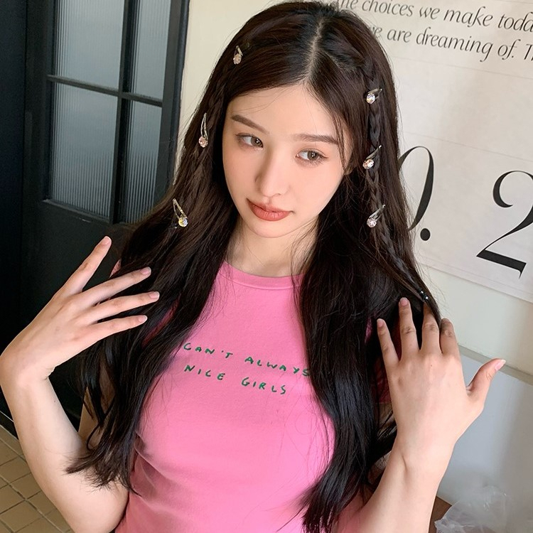 Kẹp Tóc Kim Loại Hình Trái Tim Đính Đá Nhiều Màu Sắc Thời Trang Hàn Quốc Y2K