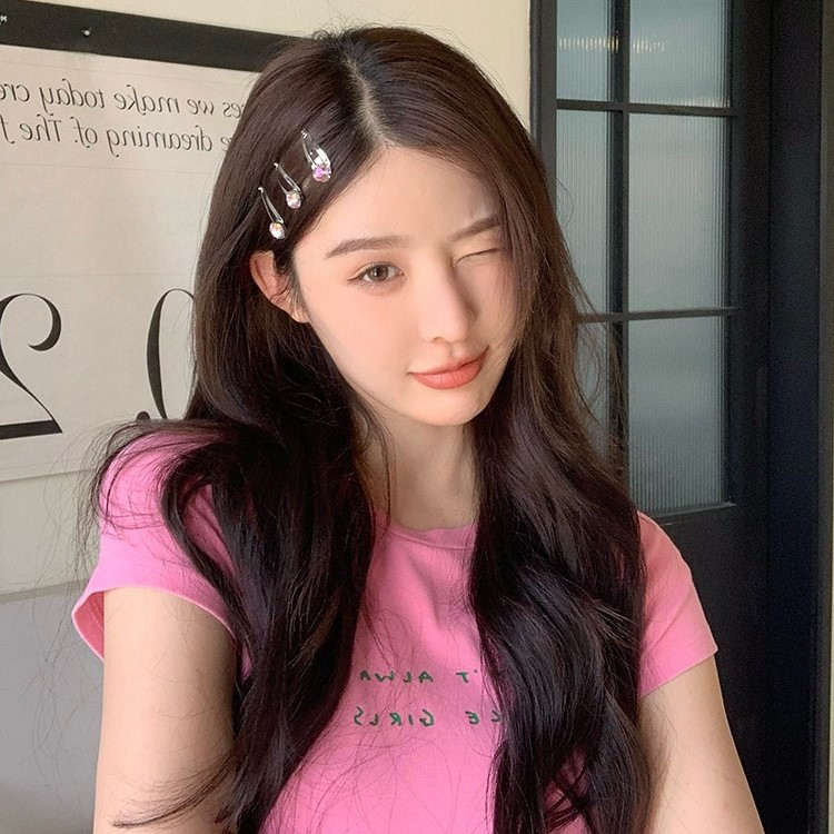 Kẹp Tóc Kim Loại Hình Trái Tim Đính Đá Nhiều Màu Sắc Thời Trang Hàn Quốc Y2K