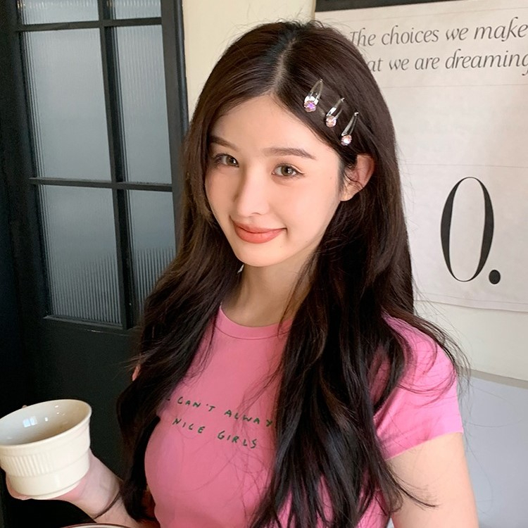 Kẹp Tóc Kim Loại Hình Trái Tim Đính Đá Nhiều Màu Sắc Thời Trang Hàn Quốc Y2K