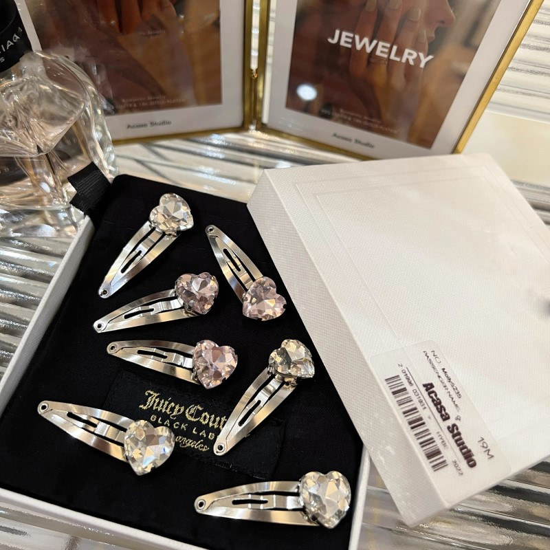 Kẹp Tóc Kim Loại Hình Trái Tim Đính Đá Nhiều Màu Sắc Thời Trang Hàn Quốc Y2K