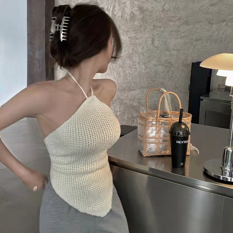 Áo Hai Dây Dệt Kim Màu Sắc Trơn Thời Trang Mùa Hè Cho Nữ CY03