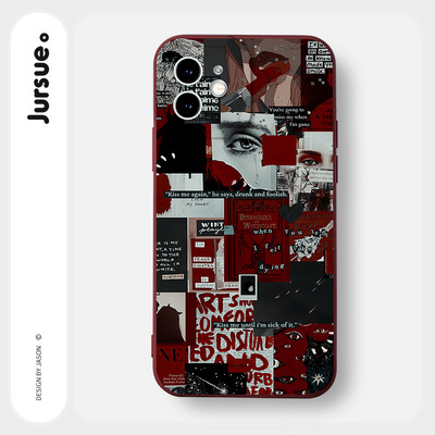 Ốp lưng JURSUE mềm chống bẩn hình độc lạ vintage màu đỏ Cho iPhone 17 16 15 14 13 12 11 Pro Max SE 2020 X XR XS ip 8 7 Plus Y3340