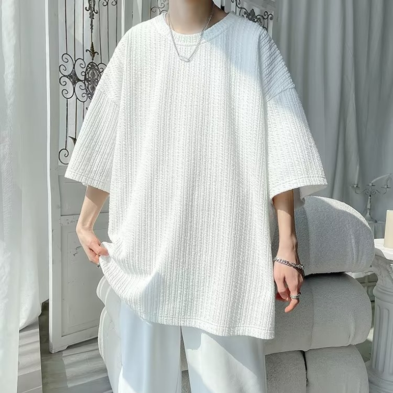 Áo Thun Tay Lỡ Màu Trơn Dáng Rộng Thời Trang Mùa Hè Phong Cách Hàn Quốc Cho Nam Và Nữ