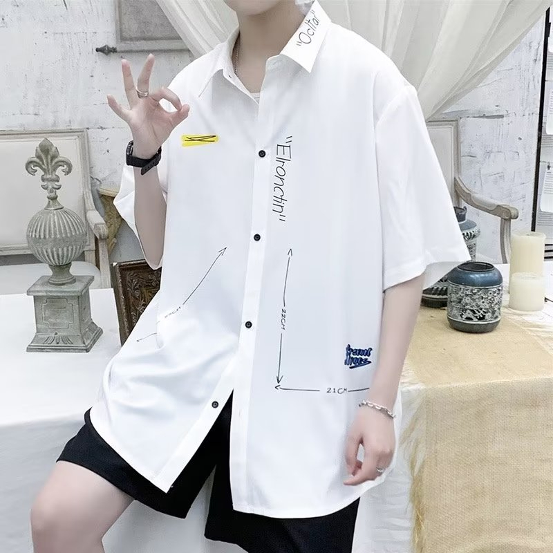 Áo Sơ Mi Tay Ngắn Dáng Rộng In Họa Tiết Thời Trang Mùa Hè Cho Nam Giới Có Size M-2XL