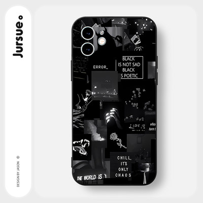 Ốp lưng JURSUE mềm chống bẩn hình độc lạ ngầu đen Cho iPhone 17 Air 16 15 14 13 12 11 Pro Max SE 2020 X XR XS ip 8 7 Plus Y3338