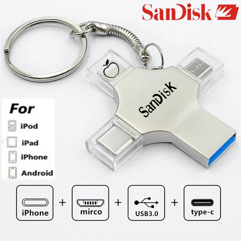 Usb 3.0 Mini 4 Trong 1 Tốc Độ Cao Chống Nước 32GB 64GB 128GB 512GB 1TB USB