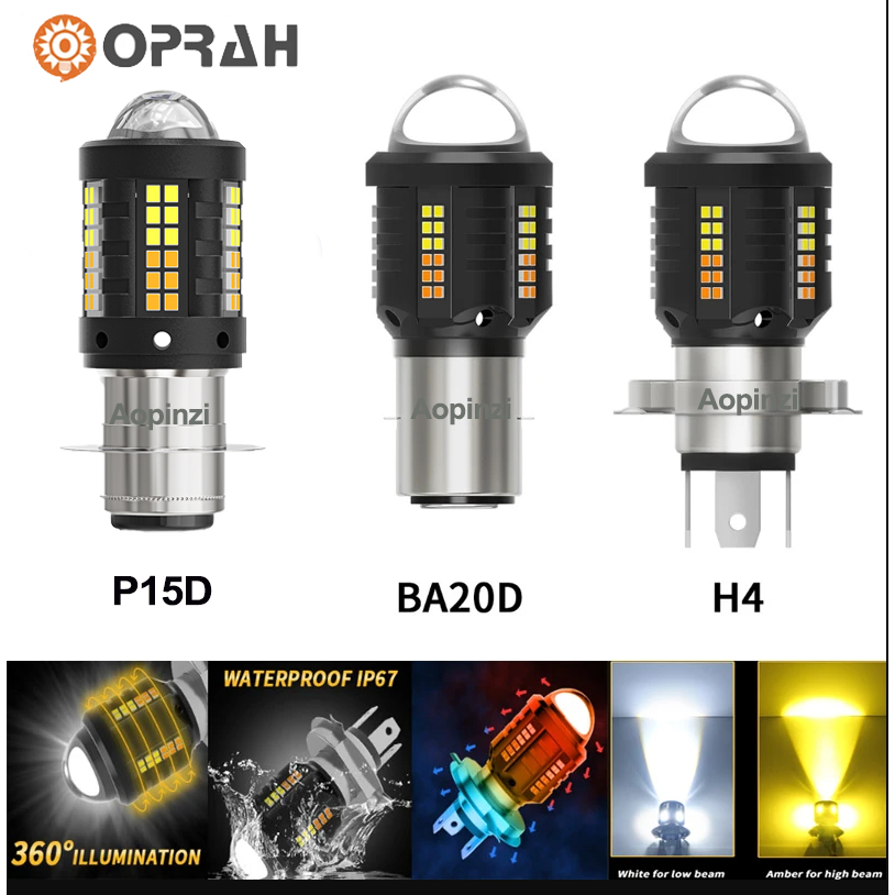 1 Đèn Pha LED H4 H6 / BA20D T19 / P15D Canbus No Error H4 BA20D P15D IP67 2016 3570 Fisheye Lens 8000LM Siêu Sáng Cho Xe Máy