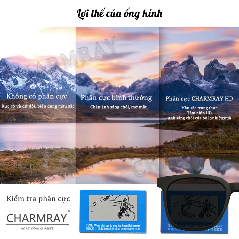 Kính mát CHARMRAY phân cực gọng TR90 gấp gọn lại được thời trang dành cho nữ