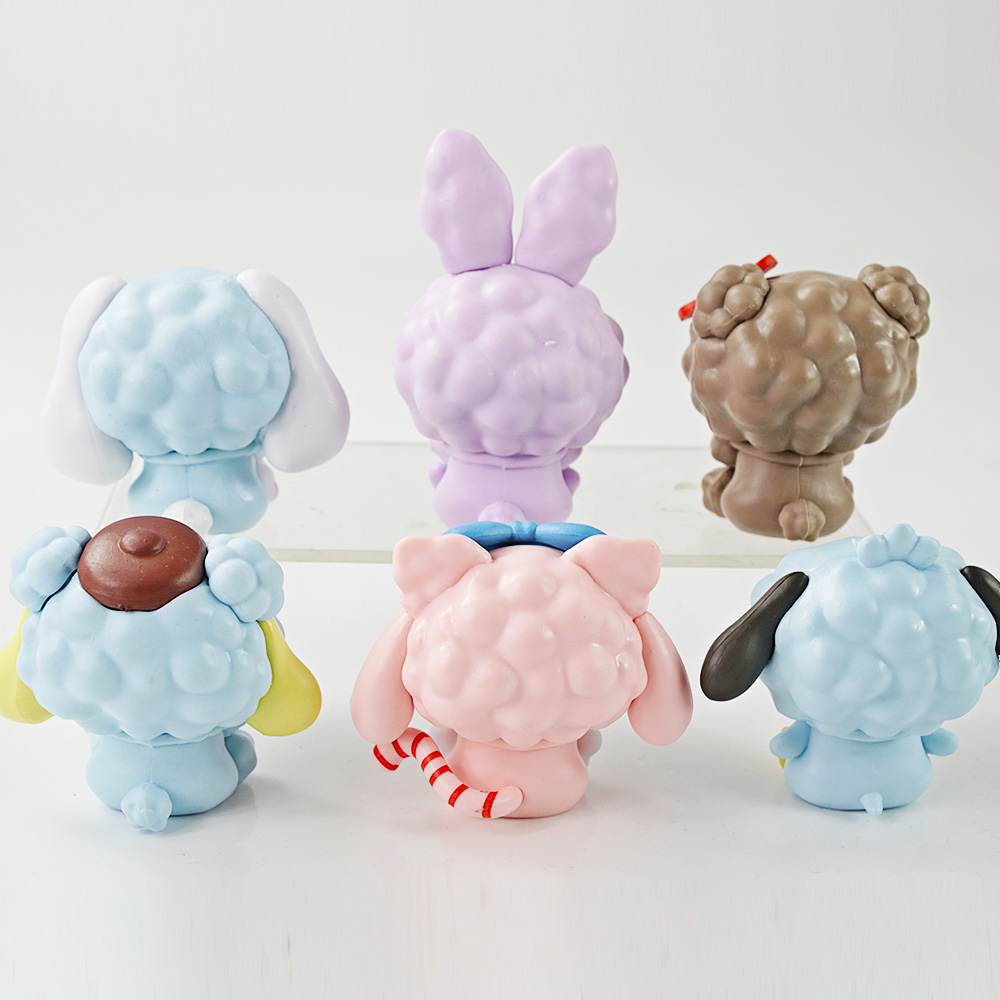 Set 6 Mô Hình Đồ Chơi Nhân Vật Hoạt Hình Nhật Bản sanrio hello kitty kuromi my melody Cinnamoroll pom purin