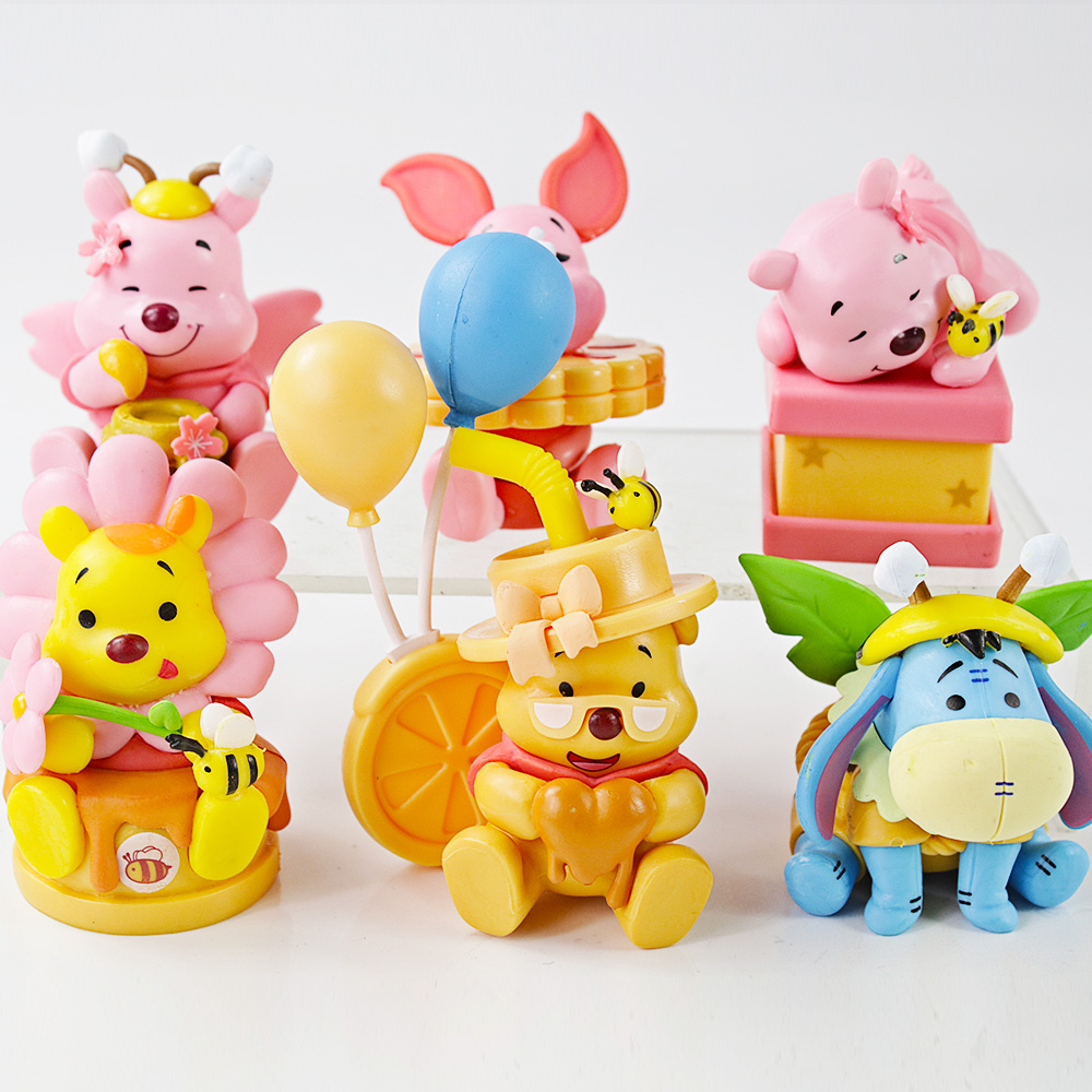 DISNEY Set 6 Mô Hình Đồ Chơi Gấu Pooh Edward Pooh Piglet Eeyore Roo Bằng PVC