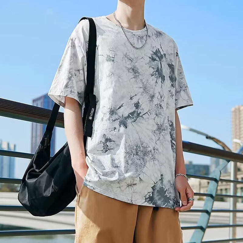 Áo Thun Tay Ngắn Nhuộm Màu Dáng Rộng Thời Trang Mùa Hè Phong Cách Âu Mỹ Cho Nam Và Nữ