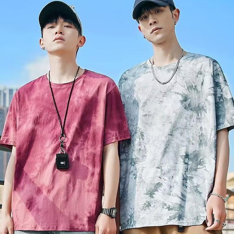 Áo Thun Tay Ngắn Nhuộm Màu Dáng Rộng Thời Trang Mùa Hè Phong Cách Âu Mỹ Cho Nam Và Nữ