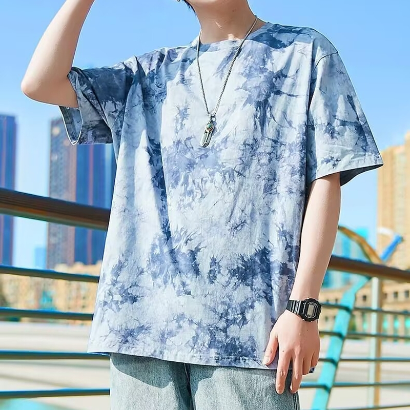 Áo Thun Tay Ngắn Nhuộm Màu Dáng Rộng Thời Trang Mùa Hè Phong Cách Âu Mỹ Cho Nam Và Nữ