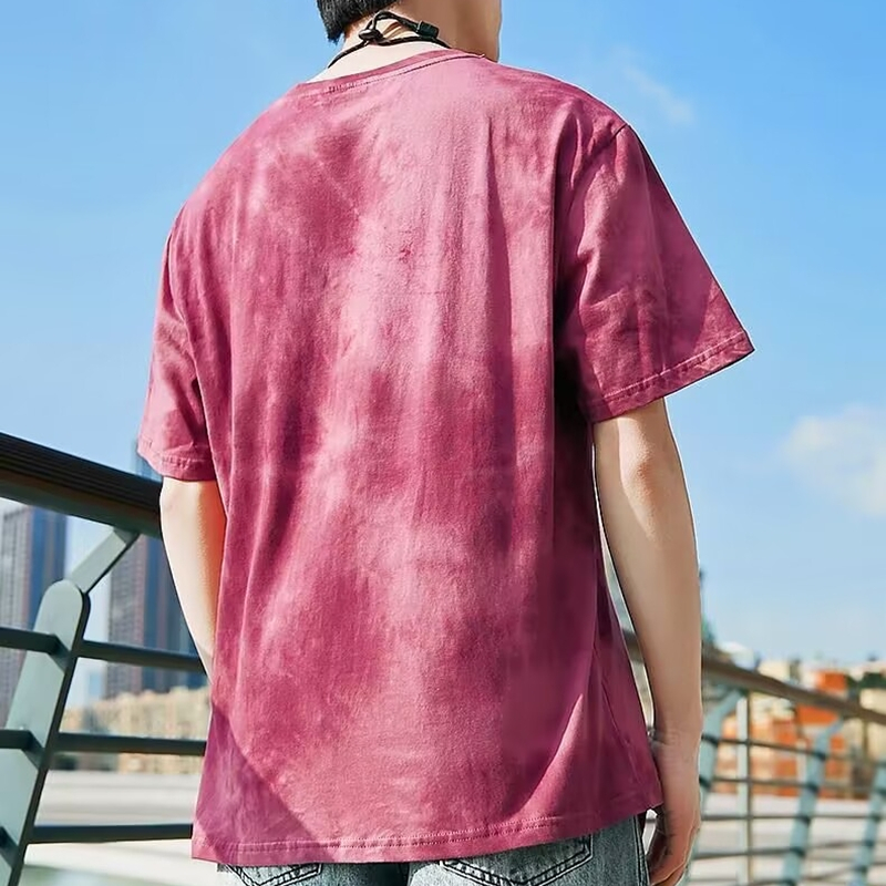 Áo Thun Tay Ngắn Nhuộm Màu Dáng Rộng Thời Trang Mùa Hè Phong Cách Âu Mỹ Cho Nam Và Nữ