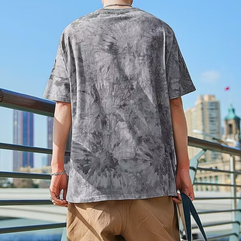 Áo Thun Tay Ngắn Nhuộm Màu Dáng Rộng Thời Trang Mùa Hè Phong Cách Âu Mỹ Cho Nam Và Nữ