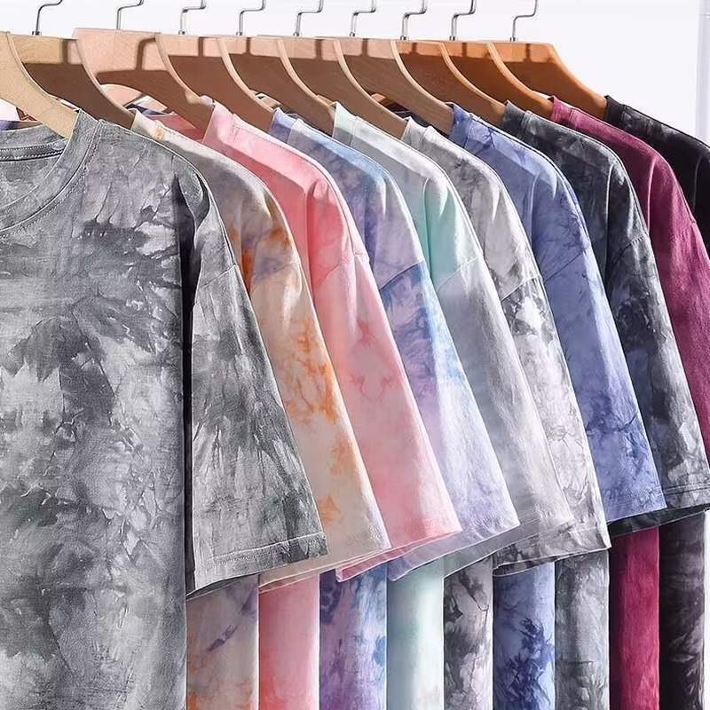 Áo Thun Tay Ngắn Nhuộm Màu Dáng Rộng Thời Trang Mùa Hè Phong Cách Âu Mỹ Cho Nam Và Nữ