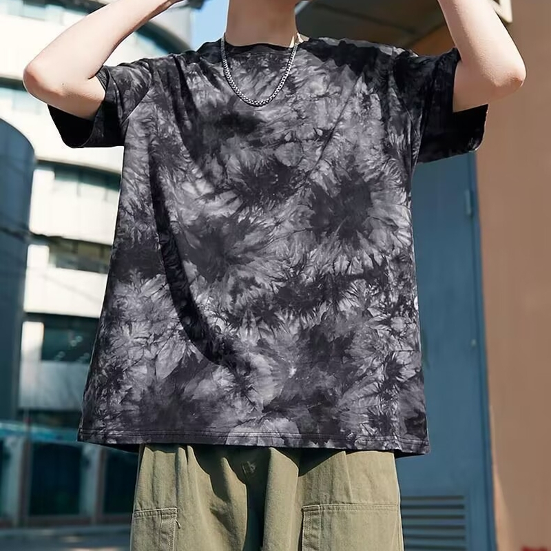 Áo Thun Tay Ngắn Nhuộm Màu Dáng Rộng Thời Trang Mùa Hè Phong Cách Âu Mỹ Cho Nam Và Nữ