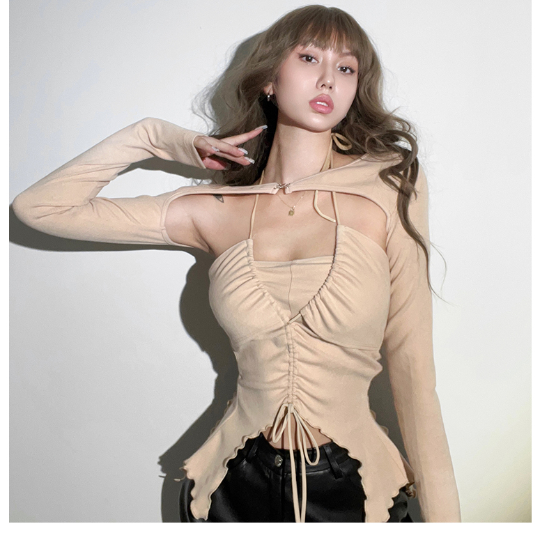 Klalien Áo Crop top Dáng Ôm Màu Trơn Đơn Giản Dễ Phối Đồ Thời Trang Cho Nữ