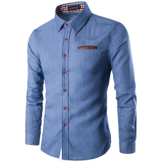 Áo sơ mi nam vải denim tay dài thời trang