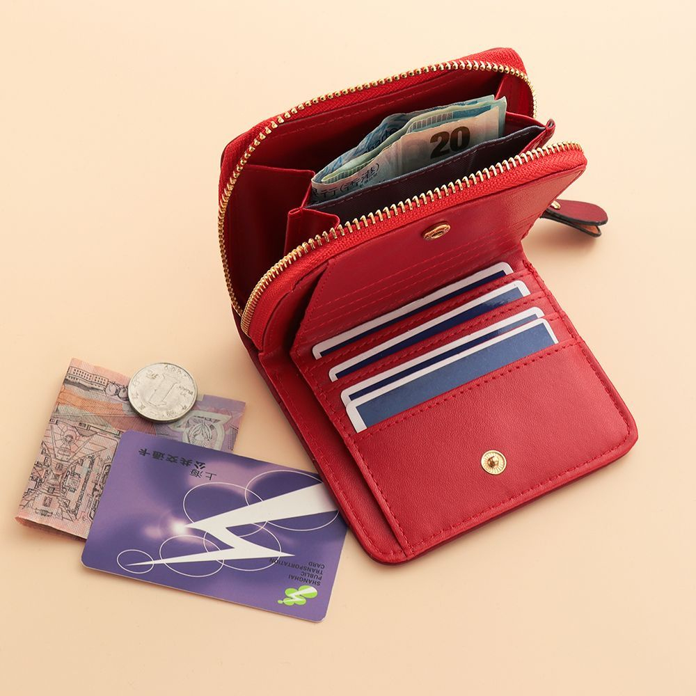 Ví Da Nhiều Ngăn Phối Khóa Kéo Thời Trang Dành Cho Nữ Giá Đỡ