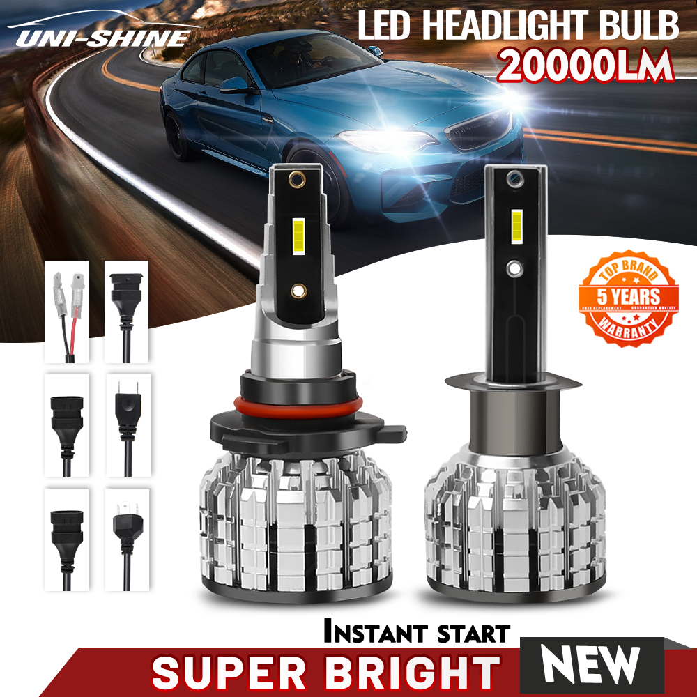 UNI-SHINE Đèn Pha LED H4 H7 20000LM 3570 H1 H3 H11 H13 H27 880 9005 HB3 9006 HB4 9007 Mini Tự Động Cho Xe Hơi