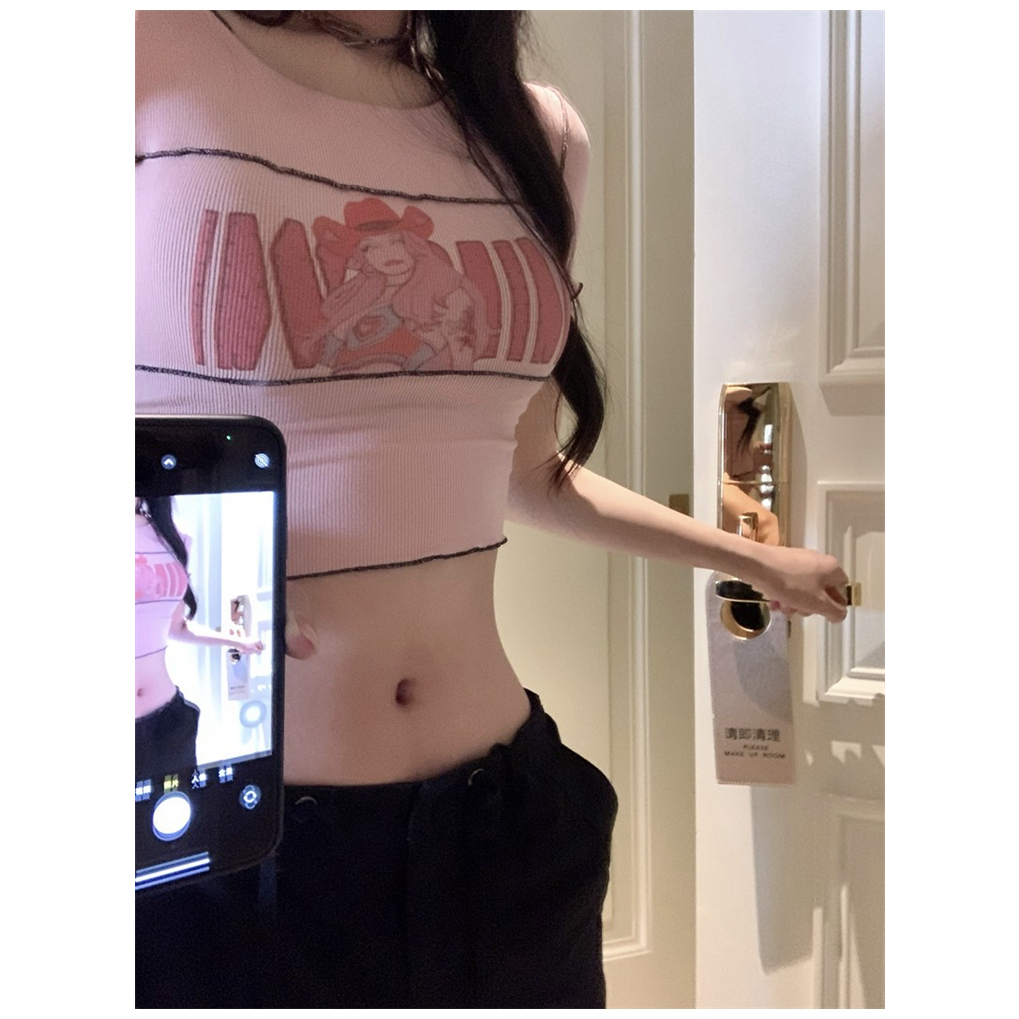 Cocory vn Áo Croptop Tay Ngắn Dáng Ôm In Chữ Thời Trang Quyến Rũ Cho Nữ