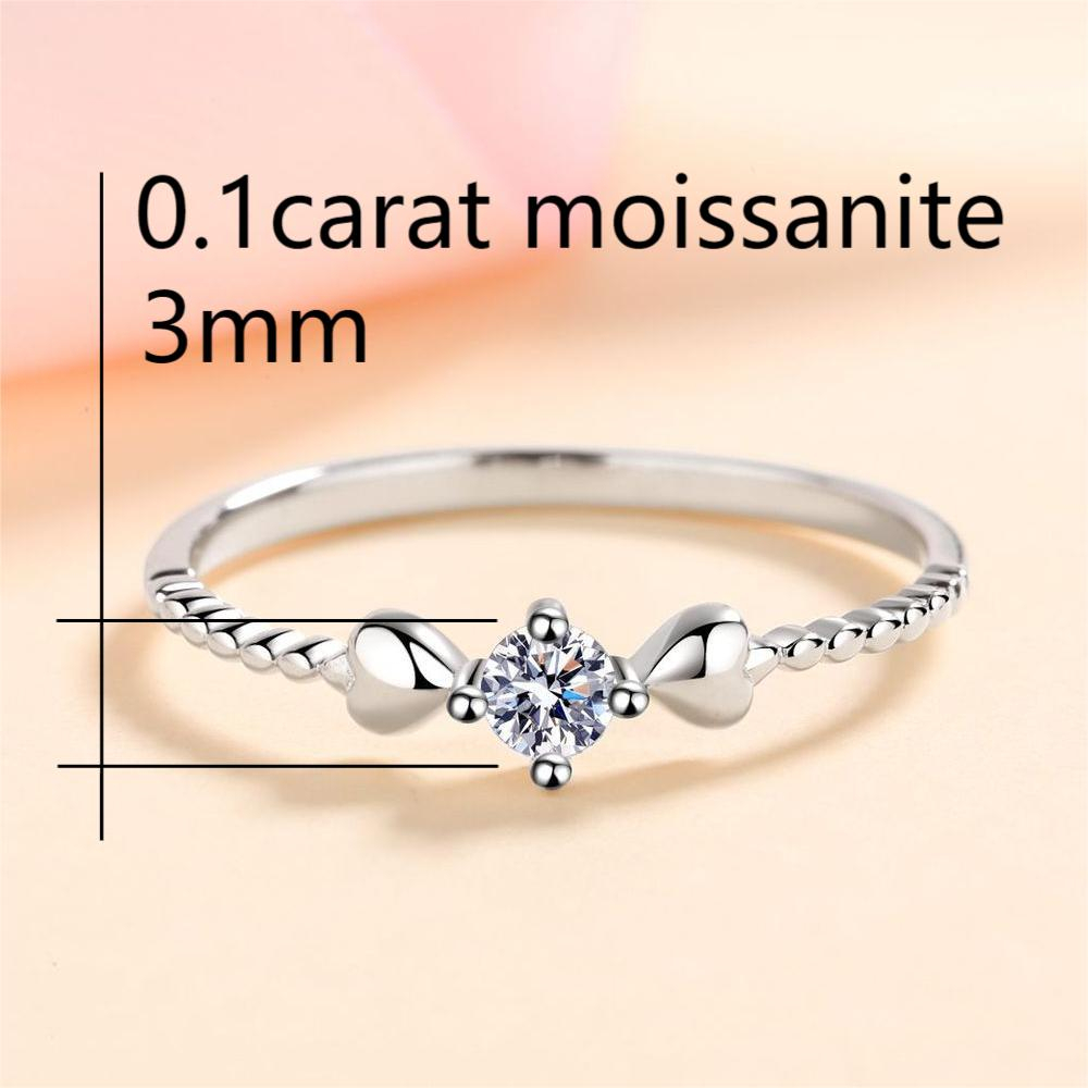 XDY-945 Nhẫn nữ bạc 925 Sterling, 0,1 carat moissanite (không có giấy chứng nhận)